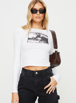 product Princess Polly Full Sleeves High Neck  West Coast Tour Long Sleeve Top White