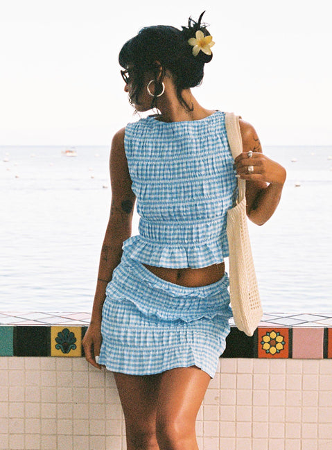 Miss You More Shirred Set Blue