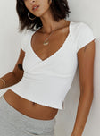 Knit top V-neckline, cap sleeves, splits at sides Good stretch, unlined 