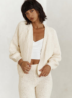 Mittens Boucle Cardigan Cream Princess Polly  Cropped 