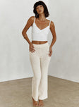 front view of model wearing Princess Polly Night In Boucle Pants Cream High Waisted Pants 