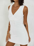 Princess Polly V-Neck  Bernier Mini Dress White