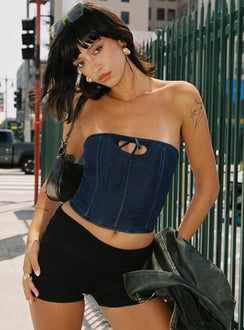 product Princess Polly Sleeveless Square Neck  Celasco Denim Top Denim