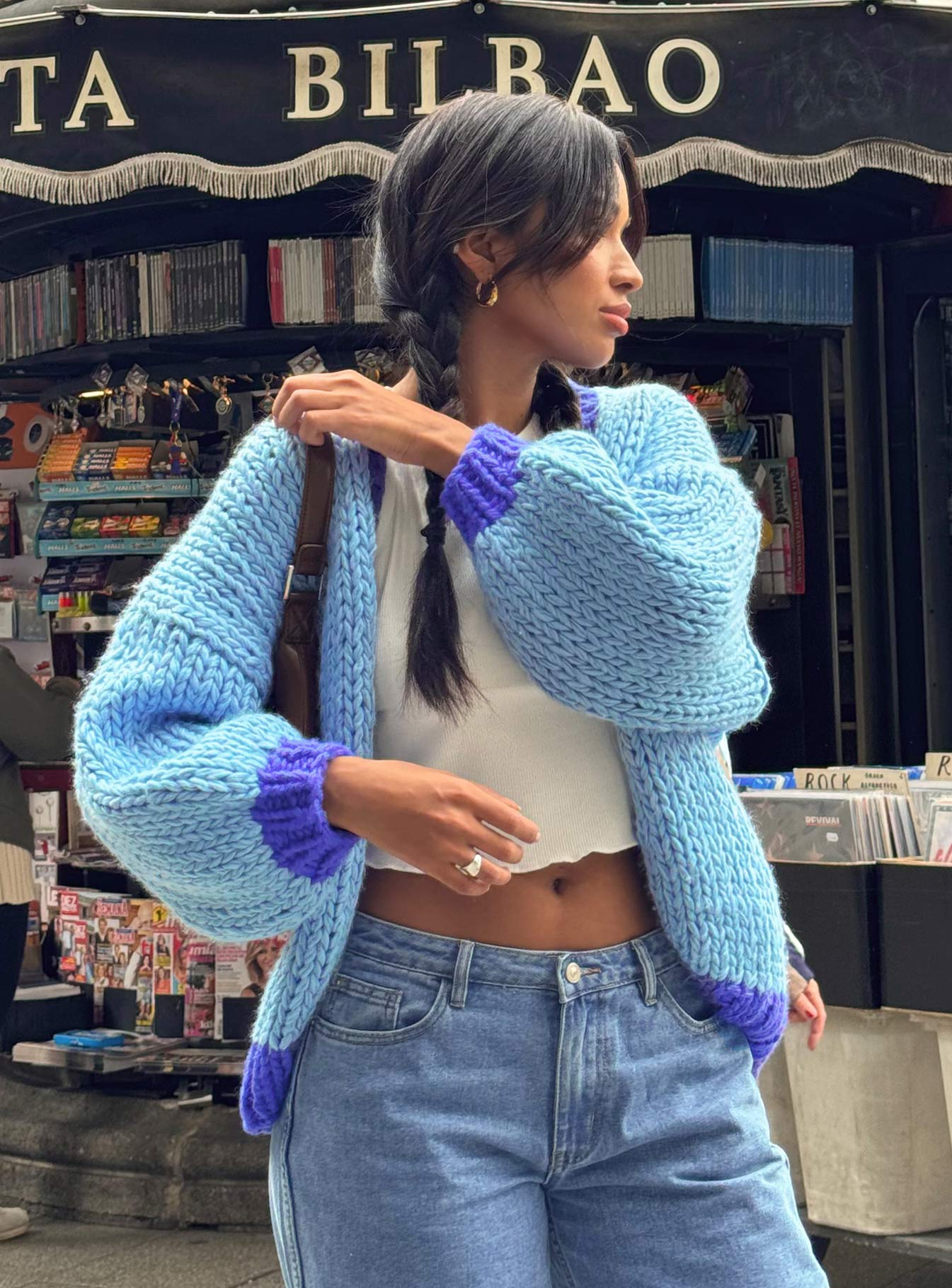 product Lester Knit Cardigan Blue Princess Polly  Cropped 