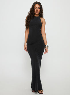 Rheanna Draped Backless Maxi Dress Black