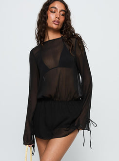 Get Closer Backless Playsuit Black