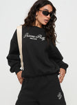 Black Graphic print sweatshirt Crew neckline, drop shoulder