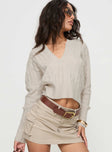 Nicolie Cable Knit Sweater Beige