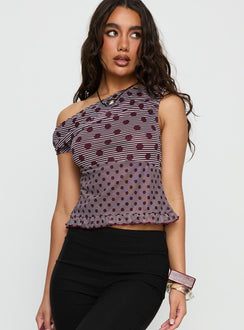 Tarya Top Stripe Polka Plum