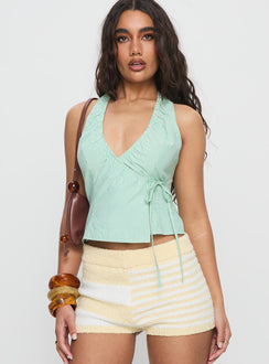 Save A Seat Wrap Halter Top Green Stripe