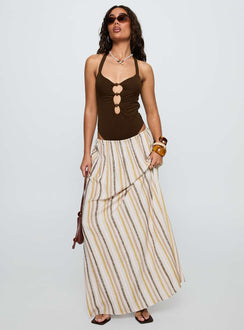   front view of model wearing Princess Polly Aisla Maxi Skirt Multi Maxi 