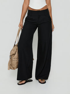 Showcasing Loved Up Low Rise Baggy Pants Black in womens regular pants detail Princess Polly