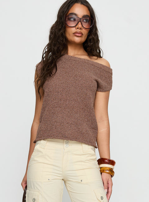 Ashfield Off Shoulder Top Brown