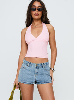 Fly Butterfly Mid Rise Denim Shorts Mid Blue Wash