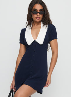 Fabiola Collared Mini Dress Navy