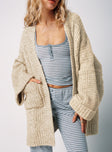 Paisleigh Cable Knit Cardigan Beige