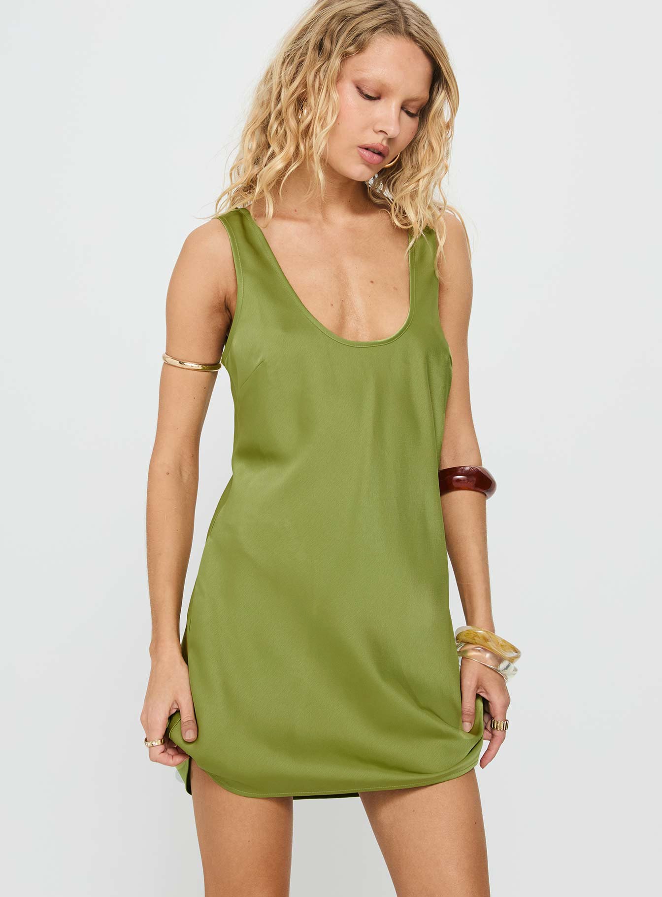 Kalyssia Tie Back Shift Mini Dress Green