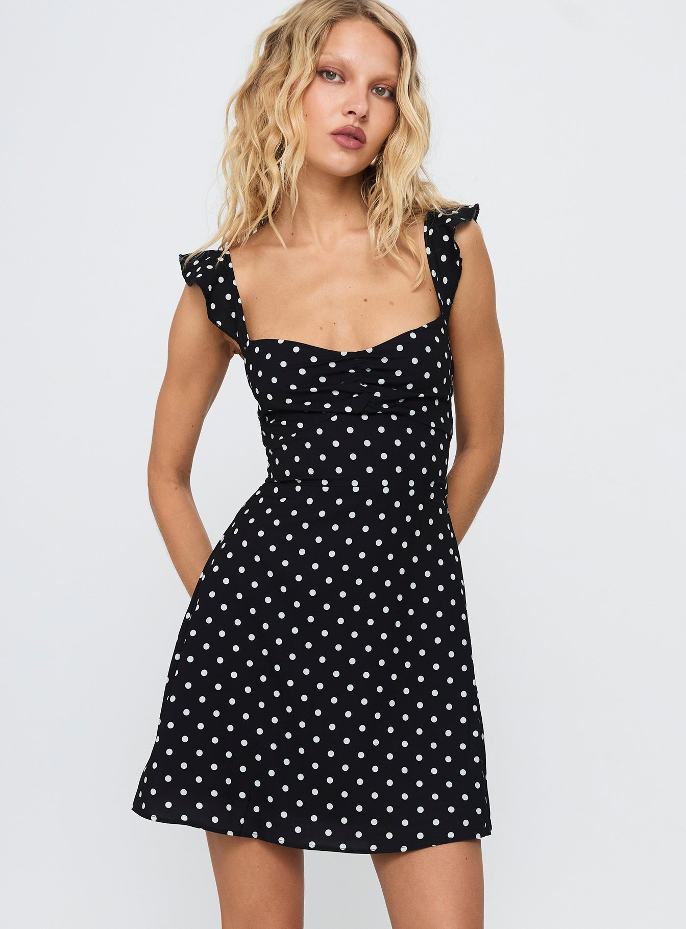 Landon Mini Dress Black / Polka Dot