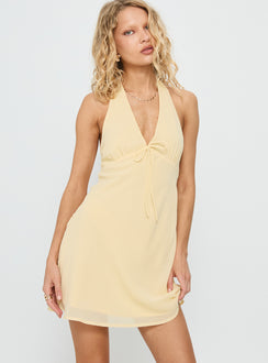 Laraline Halter Mini Dress Lemon