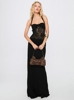Adalyne Lace Halter Maxi Dress Black