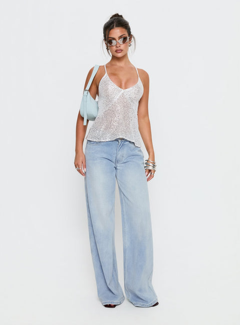 Opaline Sequin Cami Top Silver