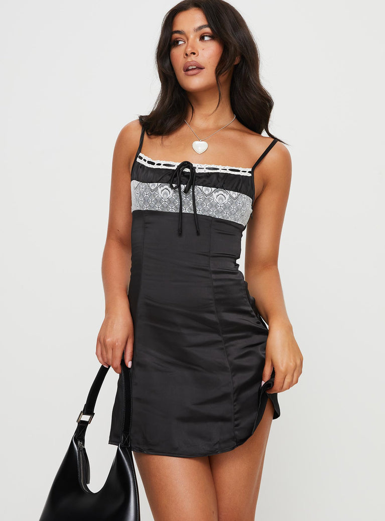 Princess Polly Square Neck  Dorisa Mini Dress Black