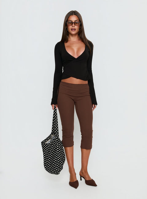 Baseline Rib Capri Pants Chocolate