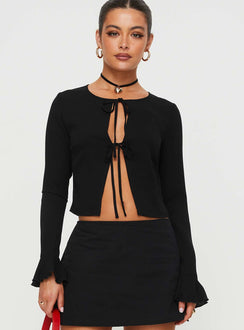 product Princess Polly Full Sleeves V-Neck  Bowden Long Sleeve Top Black