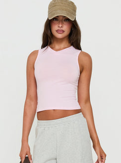Camrynn High V Boxy Vest Top Pink