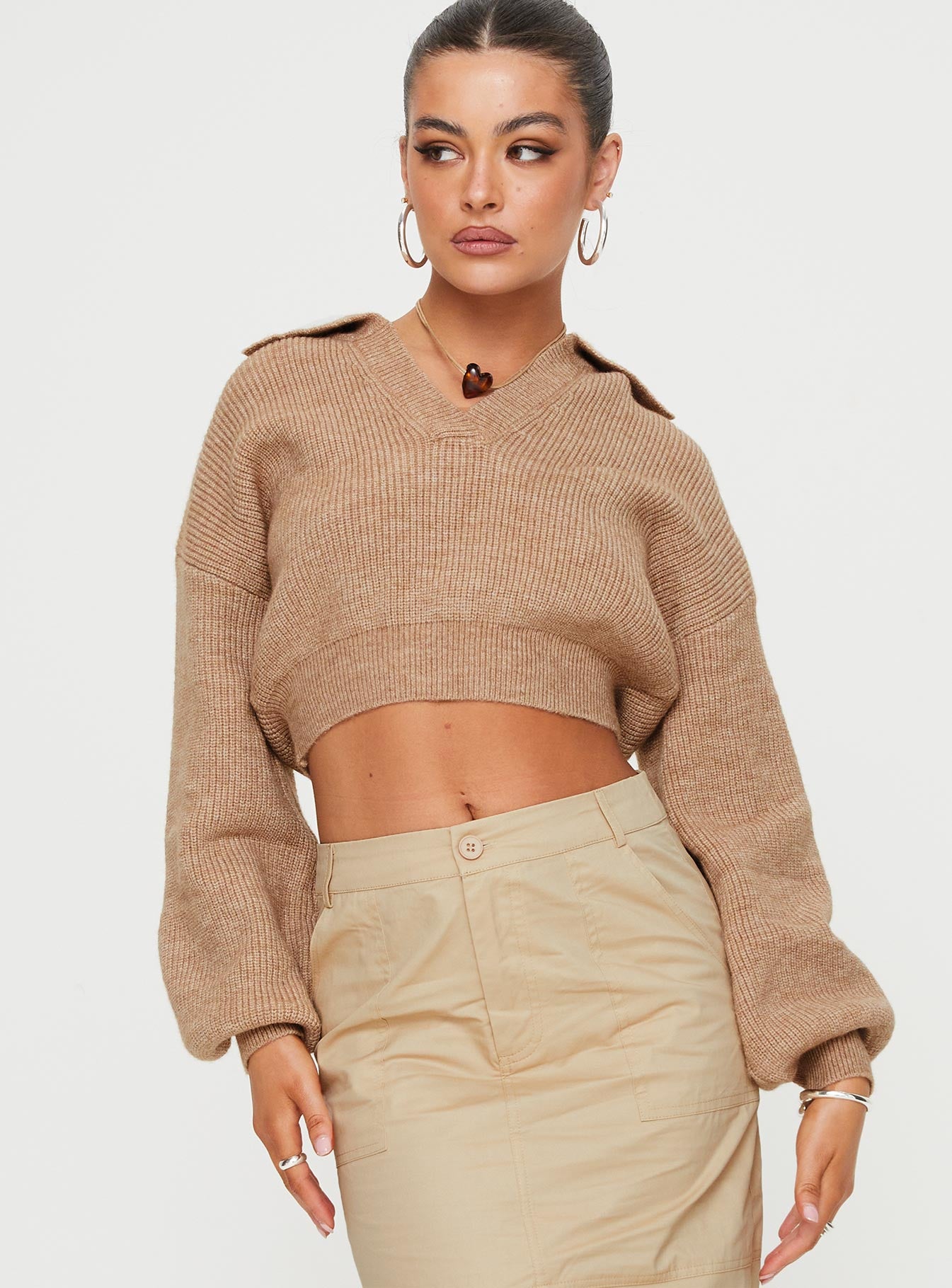 Cropped 2025 collared sweater