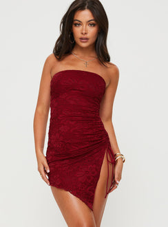 product Princess Polly Cowl Neck  Caprani Lace Mini Dress Burgundy