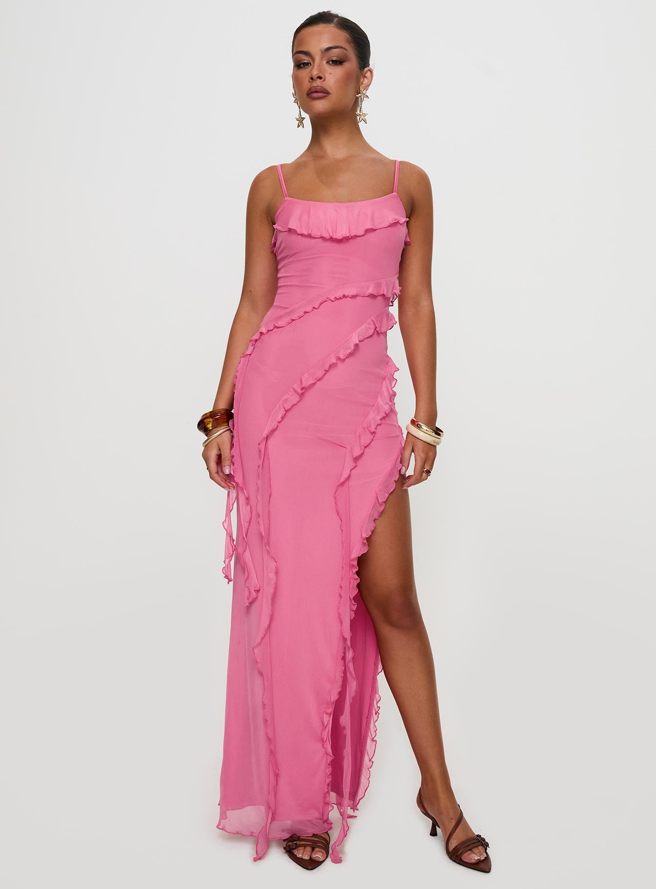 Valerian Frill Maxi Dress Pink