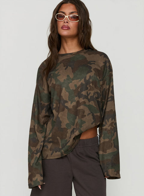 Arlla Waffeljersey Langarmshirt Camo