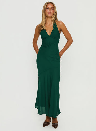 slim fit dress slacks Gothic Forest Green Ball Gown with Textured Ruffle Accents main image 1
