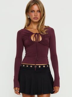 Angele Long Sleeve Keyhole Top Plum