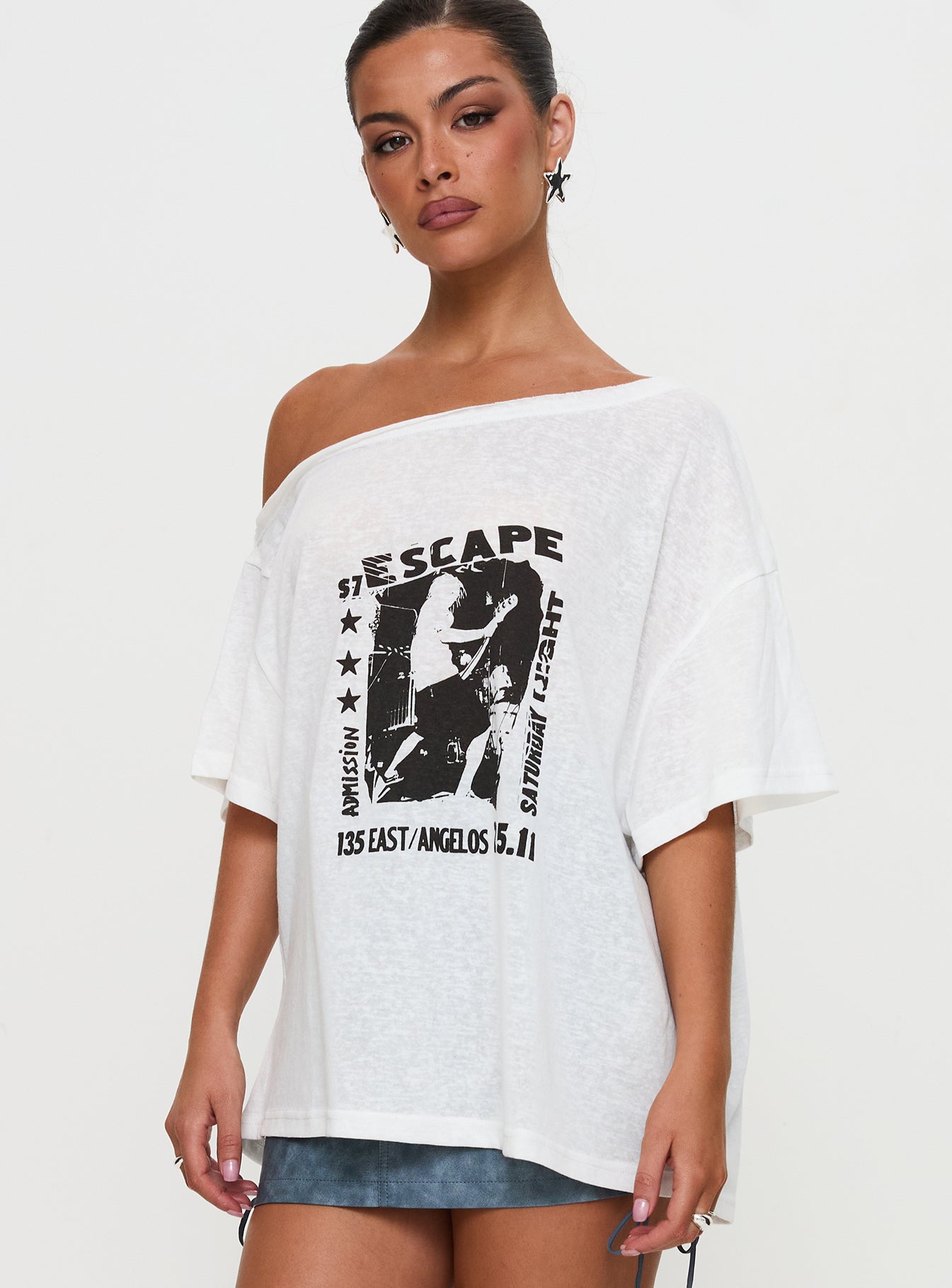 Kippa Off The Shoulder Tee White