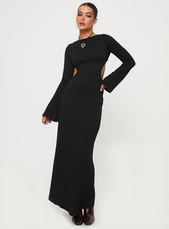 product Princess Polly Crew Neck Crew Neck Square Neck  Bordelle Long Sleeve Maxi Dress Black