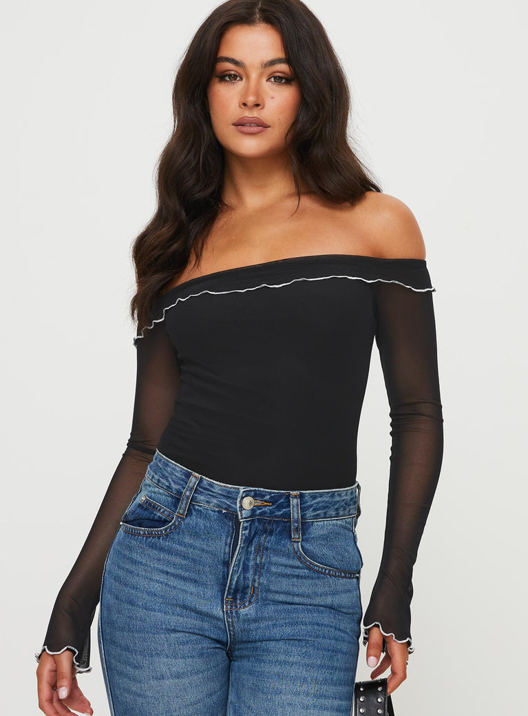 Princes Polly Full Sleeves  Arsema Off The Shoulder Bodysuit Black