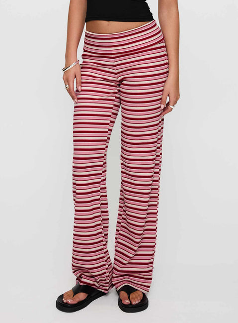 back view of model wearing Princess Polly Dreamgirl Folded Pant Pink Multi Mid Rise Pants 