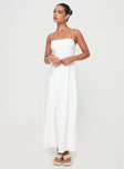 front view of model wearing Princess Polly Brightwell Maxi Dress White Square Neck 