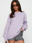 front view of model wearing Princess Polly Ryanna Sweater Lilac Long 