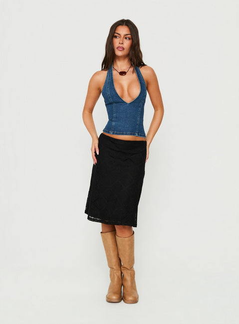 Laicey Lace Midi-Röcke Schwarz