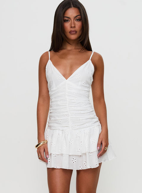 Rothea Mini Dress White Brodierie