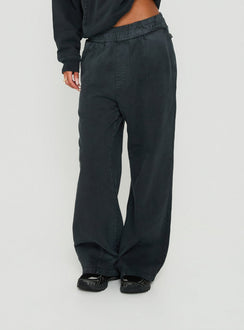 Designed with black Baggy Sweatpant in womens regular pants featuring wide-leg mid-rise style detail Princess Polly