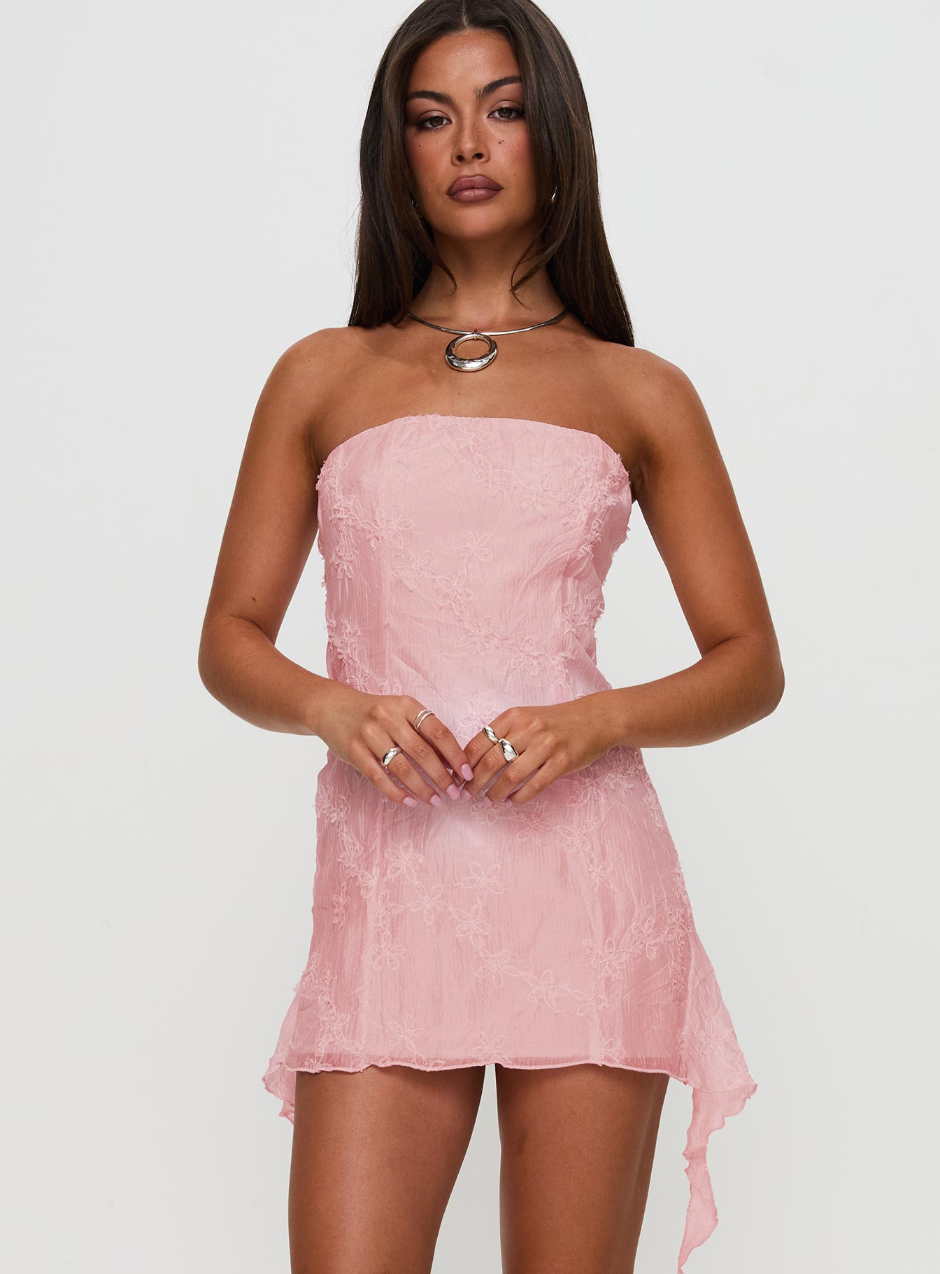 Tomika Strapless Mini Dress Pink Tall