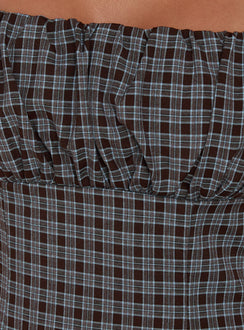 Donnamarie besticktes Minikleid mit braunem Karomuster
