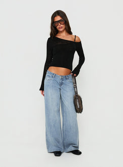 Picco Ultratiefe Weite Jeans Hellblau Waschung