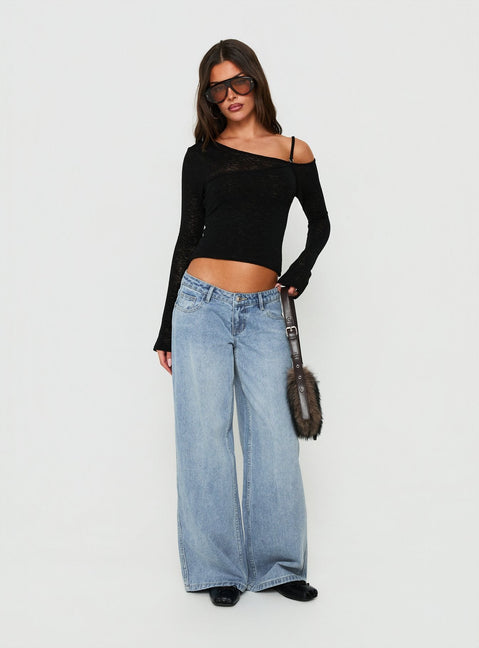 Picco Ultratiefe Weite Jeans Hellblau Waschung