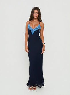 Call My Lover Lace Slip Maxi Dress Navy