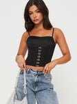 product Princess Polly Sleeveless Square Neck  Matney Corset Top Black